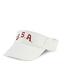 An adjustable cotton twill visor celebrates Team USA's participation in the 2012 Olympic Games with bold country embroidery at the front.