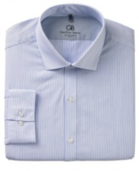 In a classic stripe, this Geoffrey Beene dress shirt is a must-have addition to your work-week rotation.
