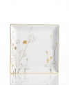 Wildflowers take off on glazed white porcelain, glowing as they tumble aimlessly around Charter Club's Grand Buffet square plates. A banded edge adds a classic touch to a pattern with modern spirit.