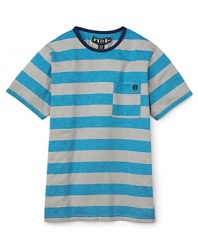 Volcom's ringer tee keeps it cool with wide stripes in muted tones -- the perfect everyday look for the boys of summer.