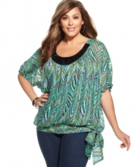 Snag a perfect partner for your jeans with NY Collection's short sleeve plus size top, accented by a sequined neckline.