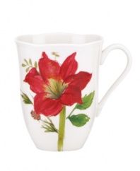 A season of entertaining and celebration will flourish with this Winter Meadow mug from Lenox. Red amaryllis bloom on scalloped ivory porcelain designed to mix and match.