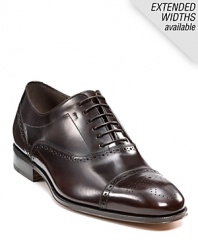 Cap toe wing tip in luxurious Italian leather.
