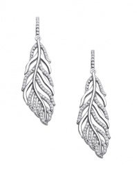 You'll flock to these luxe pave feather earrings glittering with cubic zirconia in a rich platinum vermeil setting.