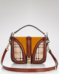 Burberry updates it's signature checked motif with bold color blocked detailing. In a shoulder-right size, this versatile crossbody bag eases the transition from day to night.