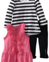 Calvin Klein Baby-girls Infant Vest with Striped Long Sleeve Top And Pant, Assorted, 18 Months