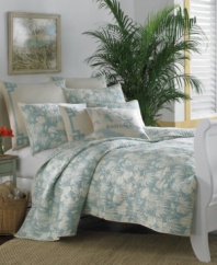 Tommy Bahama's Aqua European sham features a clean ivory background with an aqua tape border in pure cotton for a cool and soothing appearance.