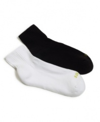 The soft cotton blend of these anklet socks by HUE molds gently to your foot's shape. Comes in a pack of six.