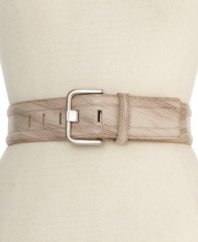 Calvin Klein adds bite with chic snake embossing on this wide, faux-leather belt. Instantly spices up your everyday look.