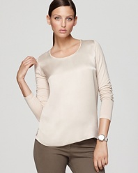 Master fall's minimalist aesthetic in this Bloomingdale's exclusive Gerard Darel top featuring a neutral palette and understated silk front.