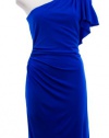 David Meister Cobalt Blue Jersey Embellished One Shoulder Cocktail Dress