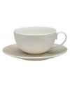 A soft, feminine look with Denby durability, the Lucille Gold tea saucer promises lasting style and modern grace. In a pattern inspired by vintage lace and designed by English stylemaker, Monsoon, shimmering gold swirls adorn creamy porcelain in this set of dinnerware. The dishes are beautiful for every day and occasion.