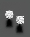 Truly a gift to last a lifetime. These timeless stud earrings highlight certified, near colorless, round-cut diamonds (3/4 ct. t.w.). Crafted in 14k white gold. Approximate diameter: 4-1/2 mm.