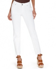 Fresh white denim from INC creates the perfect base for your spring outfits! These petite jeans are cropped above the ankle for a leg-lengthening look.