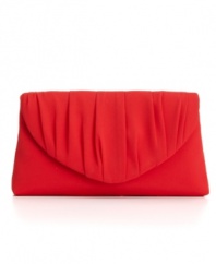 Hit the town with a gorgeous evening out essential by La Regale. This pretty pleated clutch is offered in a variety of colors and features a concealable braided shoulder strap for alternative carrying style.