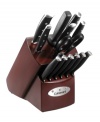 Make the cut! Ergonomically designed for comfort and control in the kitchen, this set of essential knives cuts prep down to a serious science. Contour handles give you precision results that make a mark in the kitchen. Limited lifetime warranty.