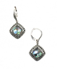 Pair your summer wardrobe with chic drops inspired by the ocean. Judith Jack's unique design features shimmering abalone shells edged with glittering marcasite. Crafted in sterling silver. Approximate drop: 1-1/10 inches.