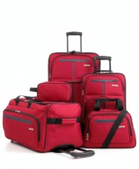 Spend your budget on the trip, not on getting there. Incredibly affordable and incredibly well-designed, this set is for any seasoned traveler who wants style and function that go the distance. Two durable uprights, a rolling duffel, tote and travel kit with built-in features that make a world of difference on the go. 3-year limited warranty.
