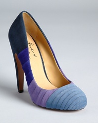 Soft folds fade from midnight blue to periwinkle on Mark+James by Badgley Mischka's Elisha pumps, equipped with an on-trend curved heel.