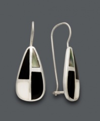 A palette of perfectly-arranged colors. Giani Bernini's abstract earrings highlight intricate patterns of onyx (4-1/2-10 mm) and mother of pearl (2-1/2-7 mm). Crafted in sterling silver. Approximate drop: 1 inch.