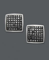 Sparkling & shapely -- a total standout. These square-shaped stud earrings shine with the addition of pave-set, round-cut black diamonds (1/3 ct. t.w.) against a 14k white gold setting. Approximate diameter: 9 mm.