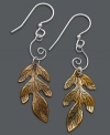 Autumn appeal. Jody Coyote's delicately dangling drop earrings feature bronze leaves and wire swirls. Crafted in sterling silver. Approximate drop: 1-7/8 inches.