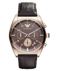 Classically handsome with a rosy twist: a rich timepiece by Emporio Armani.