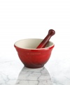 Deep, vibrant flavors of spices and herbs are only unleashed when the ingredients are ground by hand, and this pestle and mortar set delivers precision results with an unglazed interior and pestle tip that provide just the right amount of friction for maximum efficiency. Lifetime limited warranty.