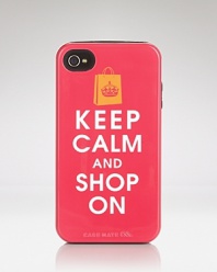 CaseMate crafts a cute reminder to Keep Calm and Shop On, with this iPhone case, cleverly designed to make a statement each time you answer.