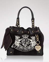 With a big pink bow, romantic charms and soft velour, this Juicy Couture bag is girlish and sweet.