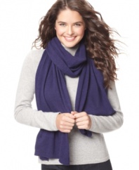 Soften winter's blow with the fine knit of this lovely cashmere blend scarf by Charter Club in all your favorite beat-the-chill colors.