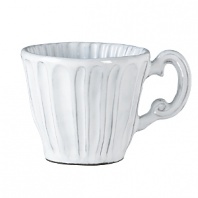 Handmade from Venetian terra marrone, or brown clay, this ceramic white mug brings a note of rustic elegance to your dining table.