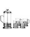 Calling all coffee lovers! Introduce your kitchen (and tastebuds) to a whole new brew with this five-piece French press set, a true treat for the coffee connoisseur. Great for giving and getting, the set includes a press and four matching cups for serving up splendidly robust cups of your best blend.