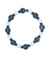 Feeling blue? The beautiful blue hues of 2028's stretch bracelet will be sure to lift your spirits! Crafted in hematite tone mixed metal, it features jet, pale sapphire and Montana glass beads. Bracelet stretches to fit wrist. Approximate diameter: 2-1/4 inches.