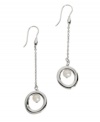 Style, polish, and subtlety combine in these elegant Breil earrings. A white natural pearl and chic cut-out design serve as the focal point in a polished stainless steel setting. Approximate drop: 1/2 inch.
