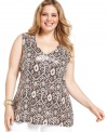 Make a stunning entrance with Charter Club's sleeveless plus size top, featuring a sequined print.