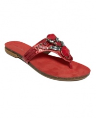A fancy flip flop? One look at the bejeweled Zekes thong sandals by Bandolino and you'll be a believer.
