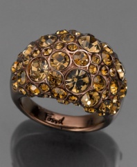 The perfect accessory to help you dress to impress. This sparkling Fossil ring features crystal accents set in brown ion-plated mixed metal. Size 7.
