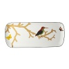 Embellished with butterflies and a red-crested woodpecker, this nature-inspired porcelain rectangular cake platter from Bernardaud brings an elegantly fanciful look to your table.