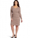 AGB Women's Plus-Size Three-Quarter Bell Sleeved Sweater Dress