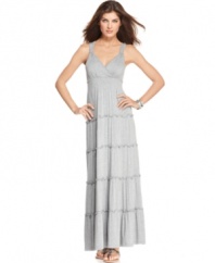 Spense's petite maxi perfectly balances a casual and dressy look with its long length and ruffled skirt. A smocked waist ensures a flattering fit. (Clearance)