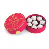 Lightly dusted pink truffles with a strawberry center giving a delicious wild strawberry flavor.