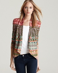 Lend fashion authority to your every day with this Rebecca Minkoff tribal-print jacket, rendered in sumptuous silk for a luxe look. Featuring a rainbow of hues, this spring-perfet topper makes the season's must-have list.