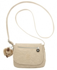 Good things come as small packages. This trendy mini bag is a handy essential that will add that extra flair to your day with contrast trim and a fuzzy monkey keychain.