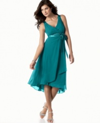 Step out in this season's hot color! This Evan Picone dress was made for the dance floor.