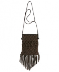 Your inner hippie-chic is calling. Answer it with this boho-fabulous design from Lucky Brand that lends a laid-back look to any outfit. Fun fringe and macramé adorn the outside, while the inside offers a safe haven for everyday essentials.