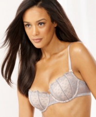 Get a some sexy support. DKNY's Jolie Nuit balconette bra features lined underwire cups with a beautiful gray lace overlay. Style #452112