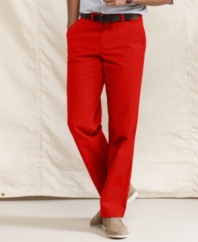 Create a long, lean line with these slim-fit chinos from Tommy Hilfiger.