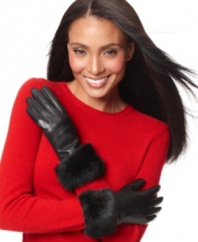 Add a touch of luxurious sophistication to your winter wardrobe. Charter Club adorns these leather gloves with glamorous fur cuffs, while a cozy fleece lining adds warmth.