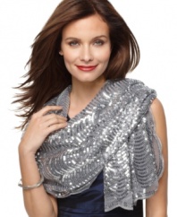 Row upon row of draped sequins make this Cejon scarf the perfect way to wrap up your look for a special evening event.
